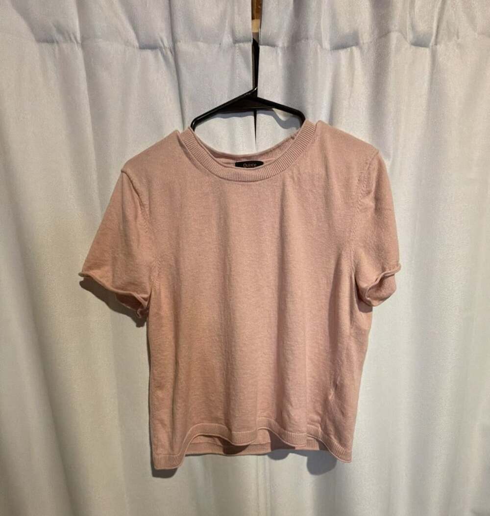 Quince Knit T-Shirt Size L Pink Organic Cotton Blend Short Sleeve Top